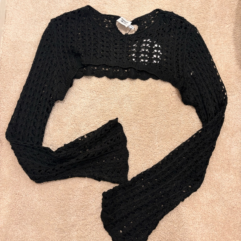 Princess Polly Black Crochet Open-Knit Shrug